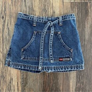 Vtg Unionbay Blue Denim Jean Skort Girls NO SIZE TAG Front Pocket Tie Waist Y2K